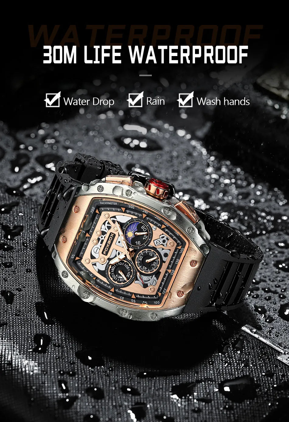 Men Watch Foxbox-reloj hombre Luxury Brand Waterproof Quartz