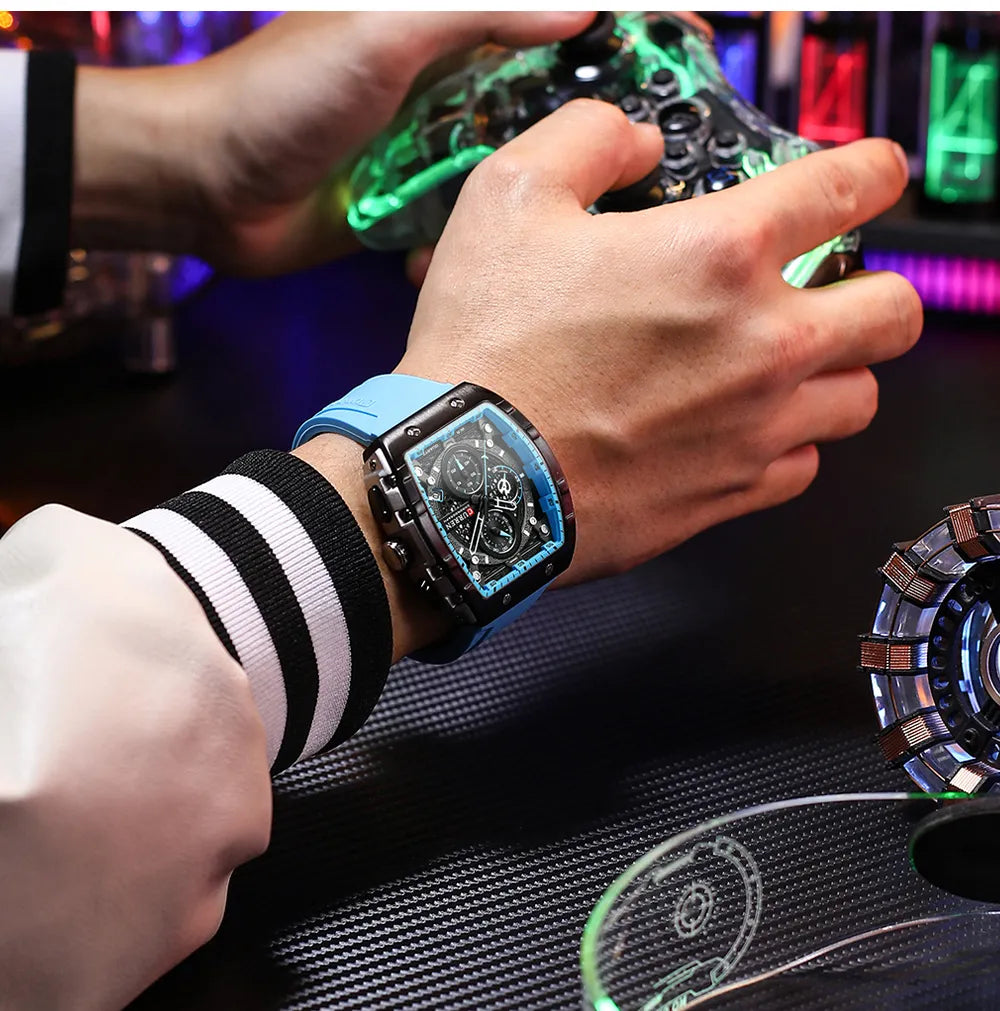 CURREN 8442 Top Brand Men's Watches Luxury Square Quartz Chronograph Watch