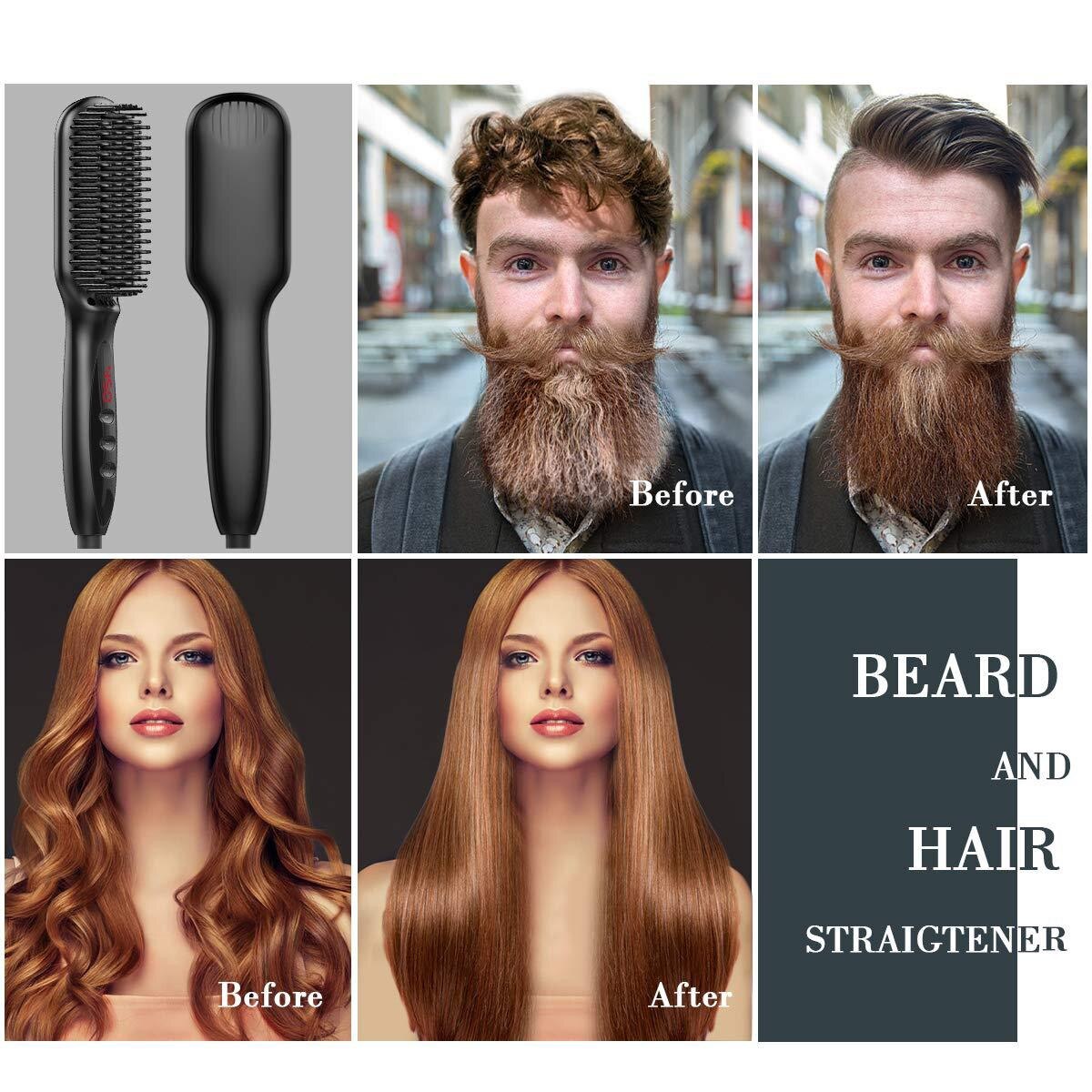 Hair Straightener Brush  Men Quick Beard Straightener