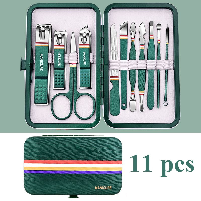 Manicure 9-19 Pcs Professional Foot And Face Care Tool Kits Stainless Steel Nail Clipper Sets